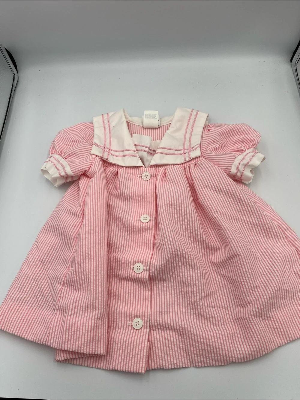 Vintage Winnie The Pooh Disney Toddler Dress Pink Seersucker 2T USA